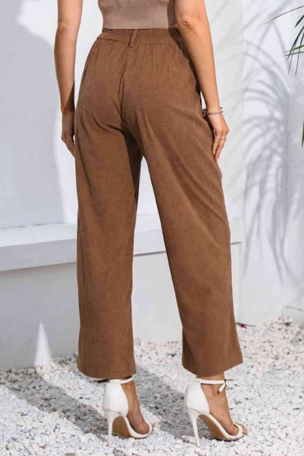 Buttoned Straight Hem Long Pants for a perfect OOTD – dress to impress outfits from Amexza