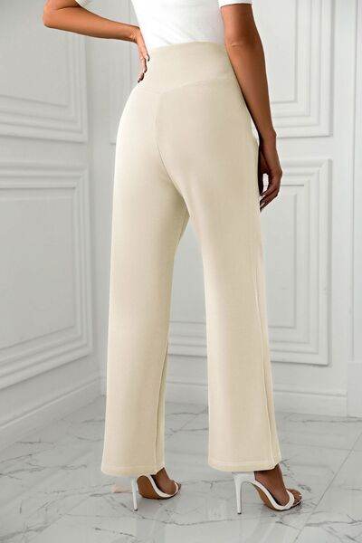 High Waist Straight Leg Pants Beige for a perfect OOTD – dress to impress outfits from Amexza