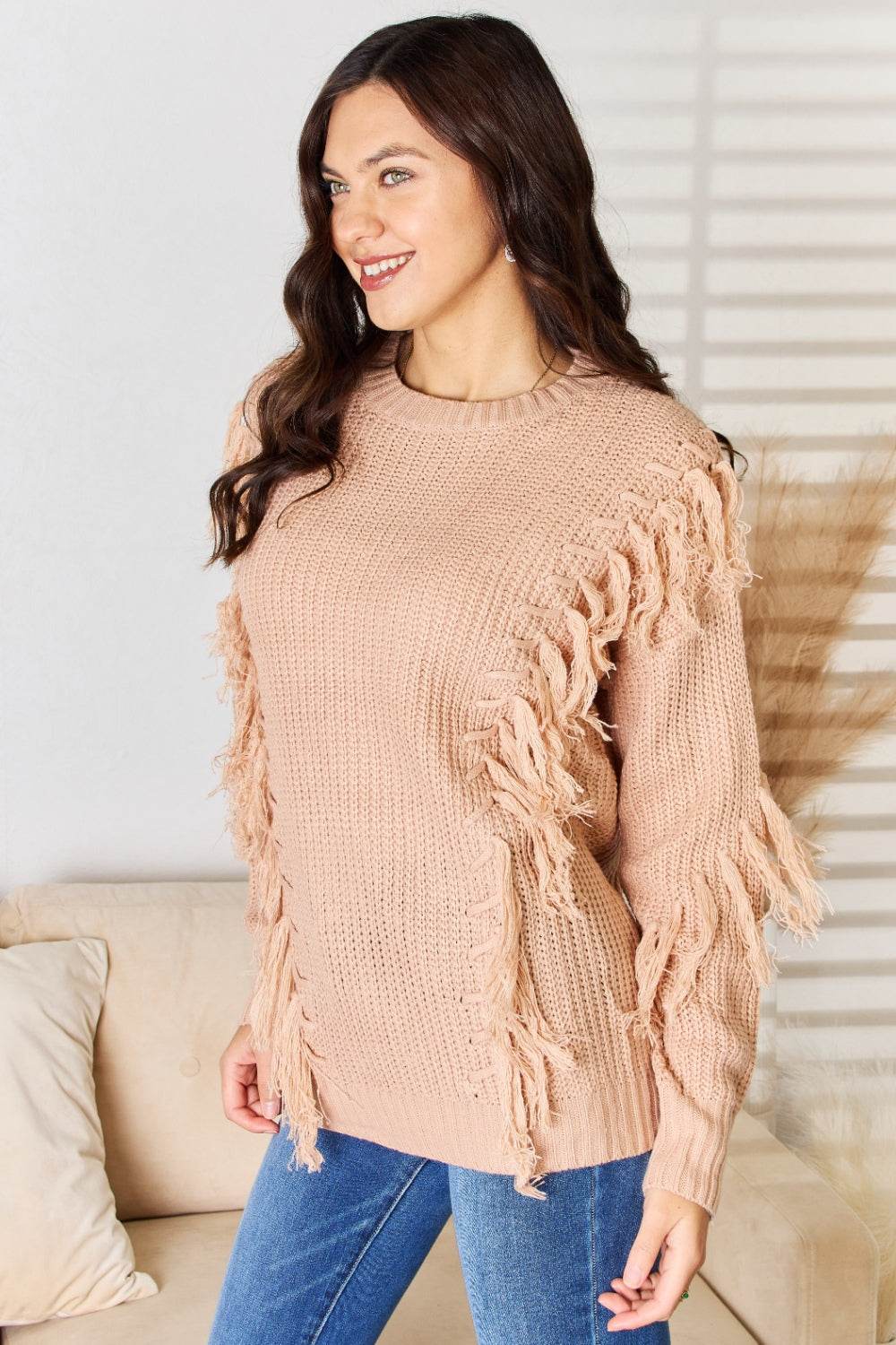 And The Why Tassel Detail Long Sleeve Sweater for a perfect OOTD – dress to impress outfits from Amexza