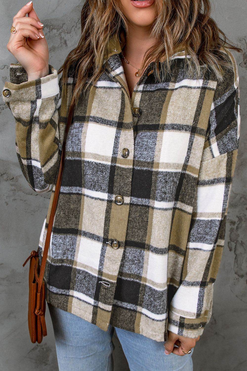 Plaid Button Up Hooded Shacket for a perfect OOTD – dress to impress outfits from Amexza