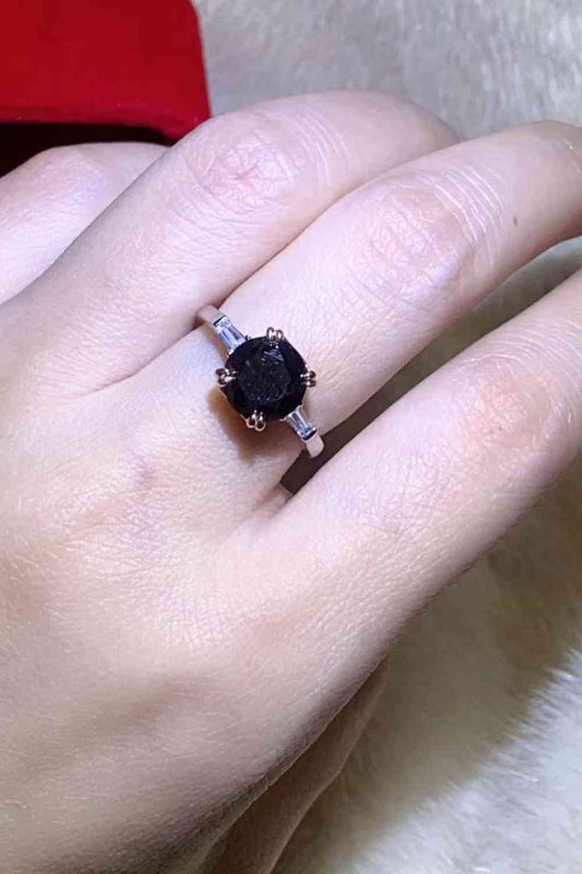 2 Carat Black Moissanite Platinum-Plated Ring Black for a perfect OOTD – dress to impress outfits from Amexza