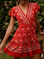 Surplice Flutter Sleeve Mini Dress