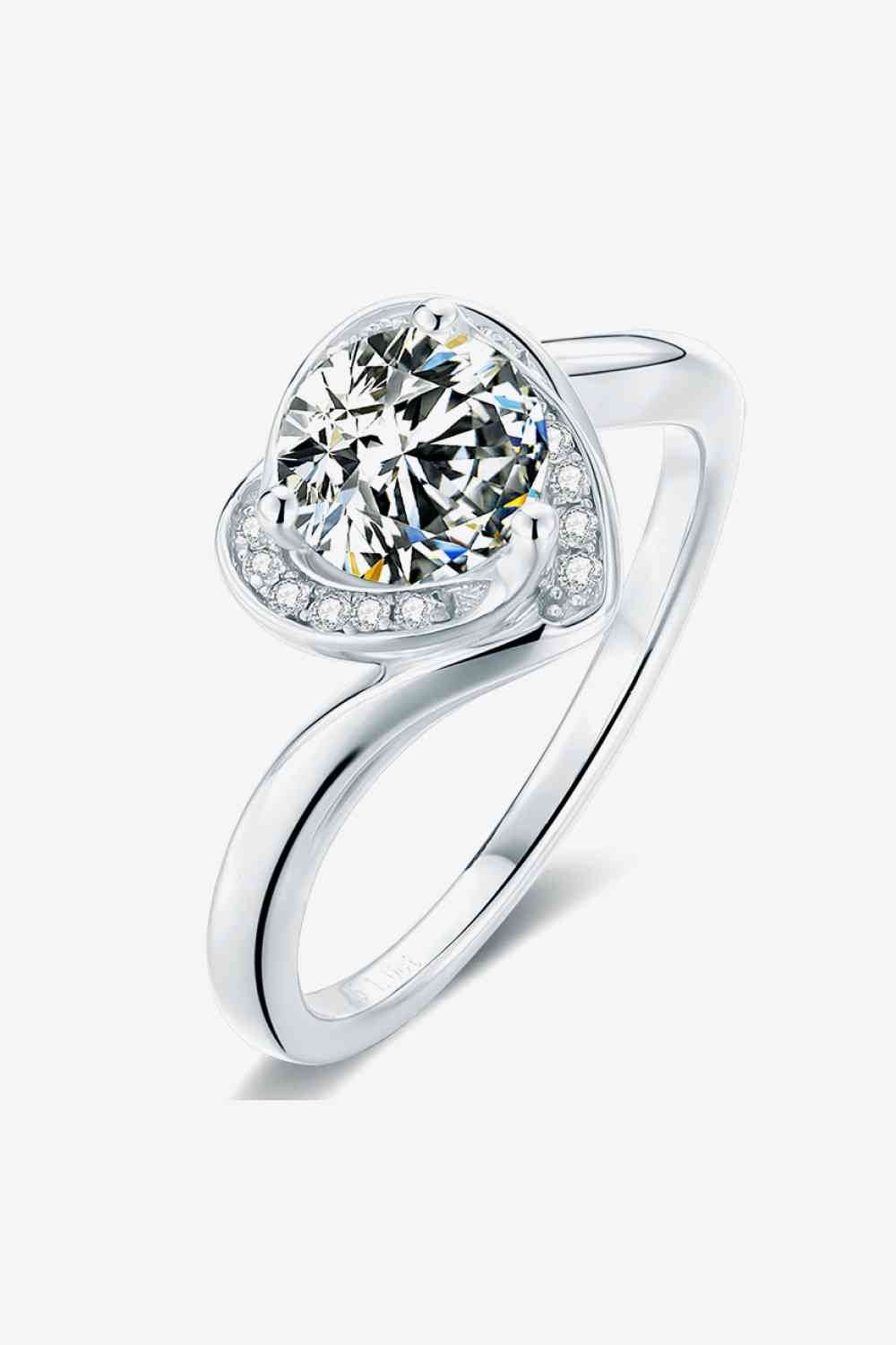 1 Carat Moissanite Heart Ring Silver for a perfect OOTD – dress to impress outfits from Amexza