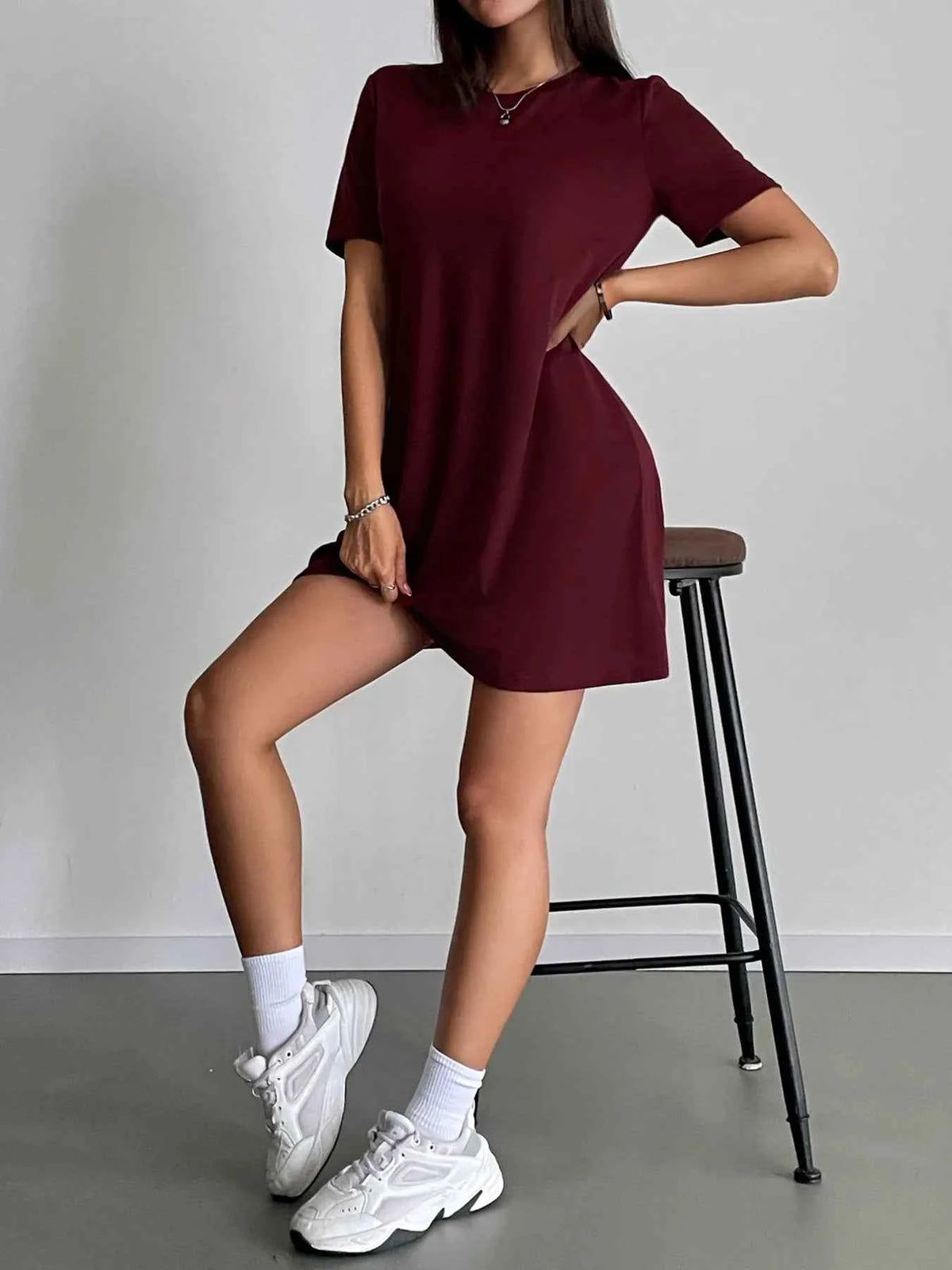 Round Neck Short Sleeve T-Shirt Dress
