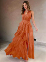 Halter Neck Irregular Mesh Dress for a perfect OOTD – dress to impress outfits from Amexza