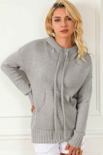 Drawstring Hooded Sweater with Pocket for a perfect OOTD – dress to impress outfits from Amexza