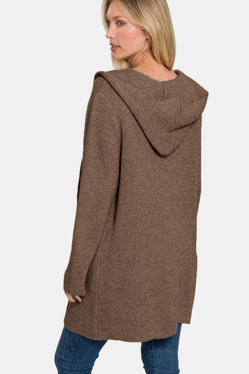 Zenana Hooded Open Front Sweater Cardigan for a perfect OOTD – dress to impress outfits from Amexza