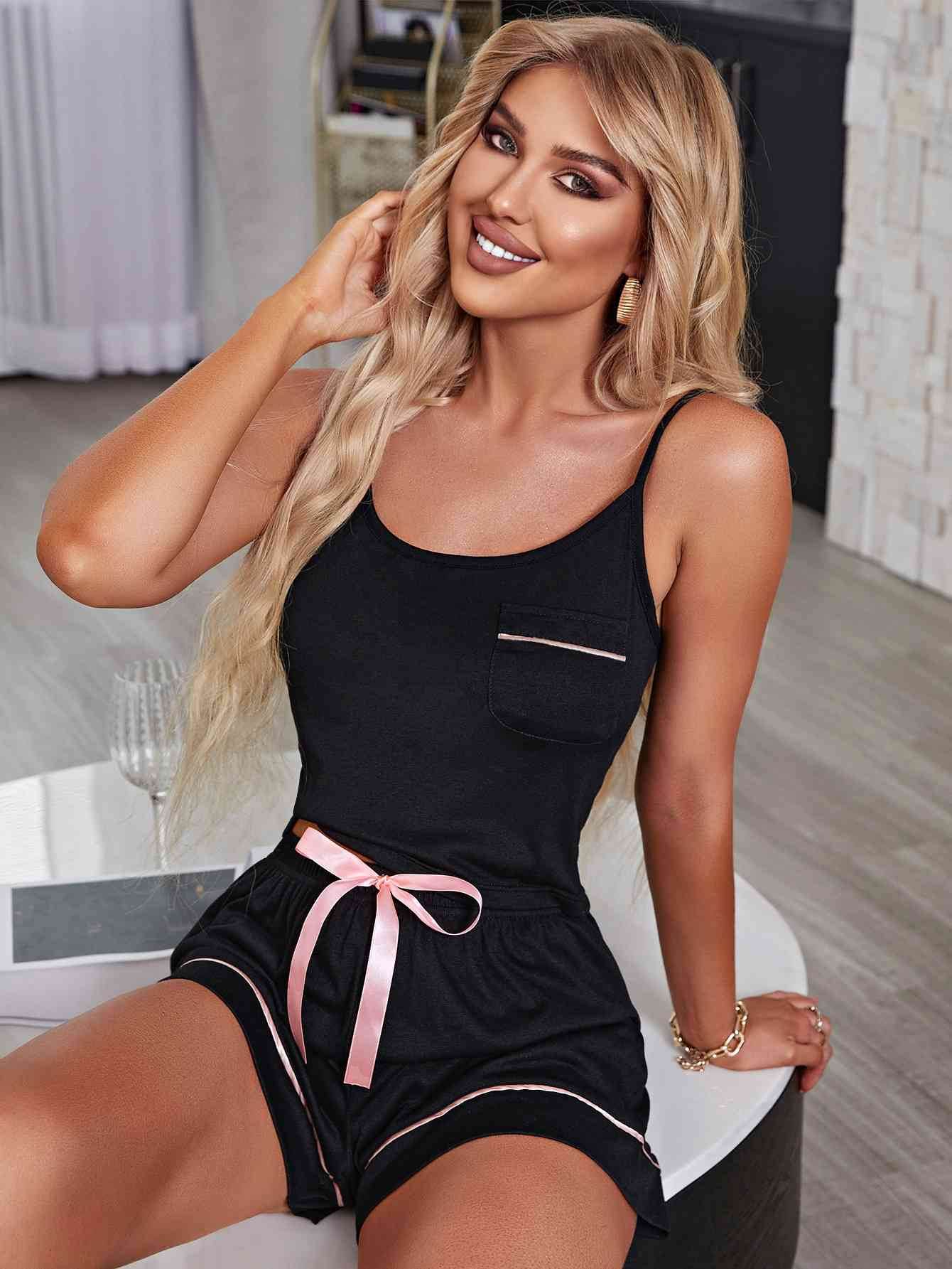 Contrast Cami and Shorts Lounge Set for a perfect OOTD – dress to impress outfits from Amexza