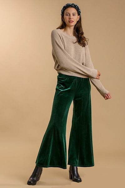 Umgee High Rise Elastic Waist Flare Pants for a perfect OOTD – dress to impress outfits from Amexza