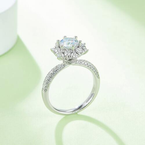 1 Carat Moissanite 925 Sterling Silver Flower Shape Ring for a perfect OOTD – dress to impress outfits from Amexza