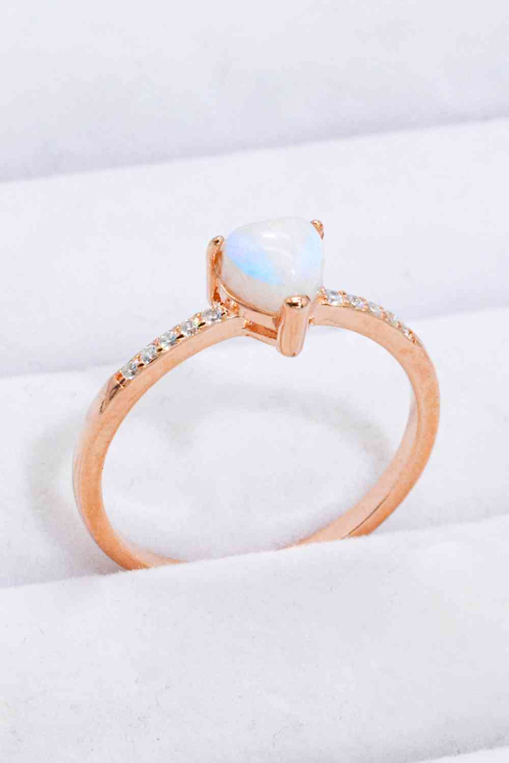 Natural Moonstone Heart 18K Rose Gold-Plated Ring for a perfect OOTD – dress to impress outfits from Amexza