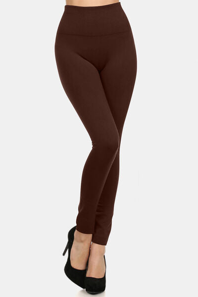 Yelete Full Size Seamless Fleece Lined Leggings Coffee for a perfect OOTD – dress to impress outfits from Amexza