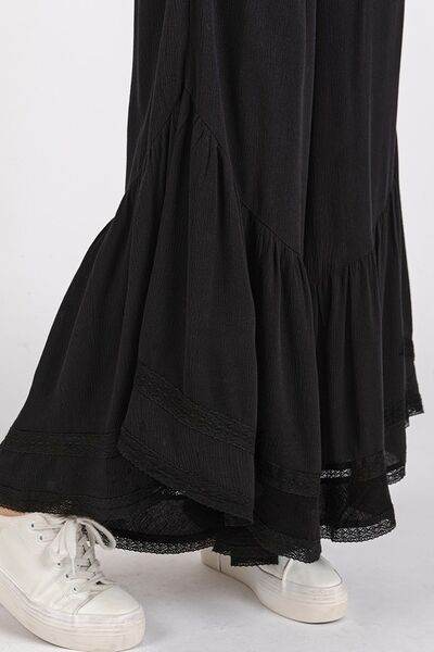 Mittoshop Lace Ruffle Asymmetric Hem Wide Leg Pants for a perfect OOTD – dress to impress outfits from Amexza