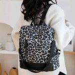 Leopard PU Leather Backpack Bag Black One Size for a perfect OOTD – dress to impress outfits from Amexza