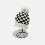 Checkered Knit Hat with Pompom Ivory One Size for a perfect OOTD – dress to impress outfits from Amexza