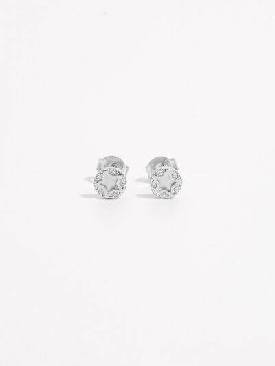 925 Sterling Silver Zircon Star Stud Earrings Silver One Size for a perfect OOTD – dress to impress outfits from Amexza