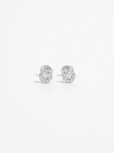 925 Sterling Silver Zircon Star Stud Earrings Silver One Size for a perfect OOTD – dress to impress outfits from Amexza