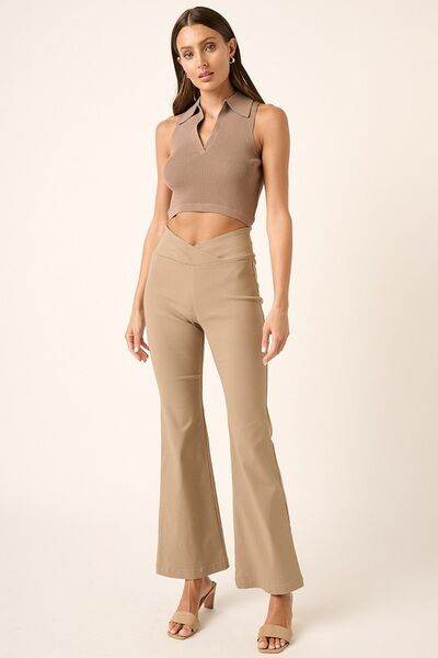 Mittoshop Surplice V Waist Flare Pants Mocha for a perfect OOTD – dress to impress outfits from Amexza