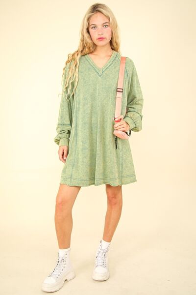 VERY J Mineral Washed Oversized A-Line Mini Dress for a perfect OOTD – dress to impress outfits from Amexza