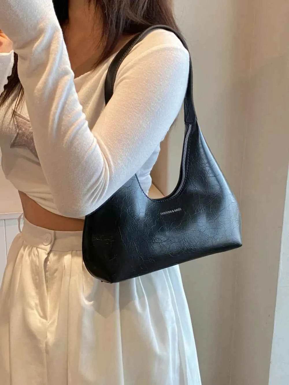 PU Leather Shoulder Bag Black One Size for a perfect OOTD – dress to impress outfits from Amexza