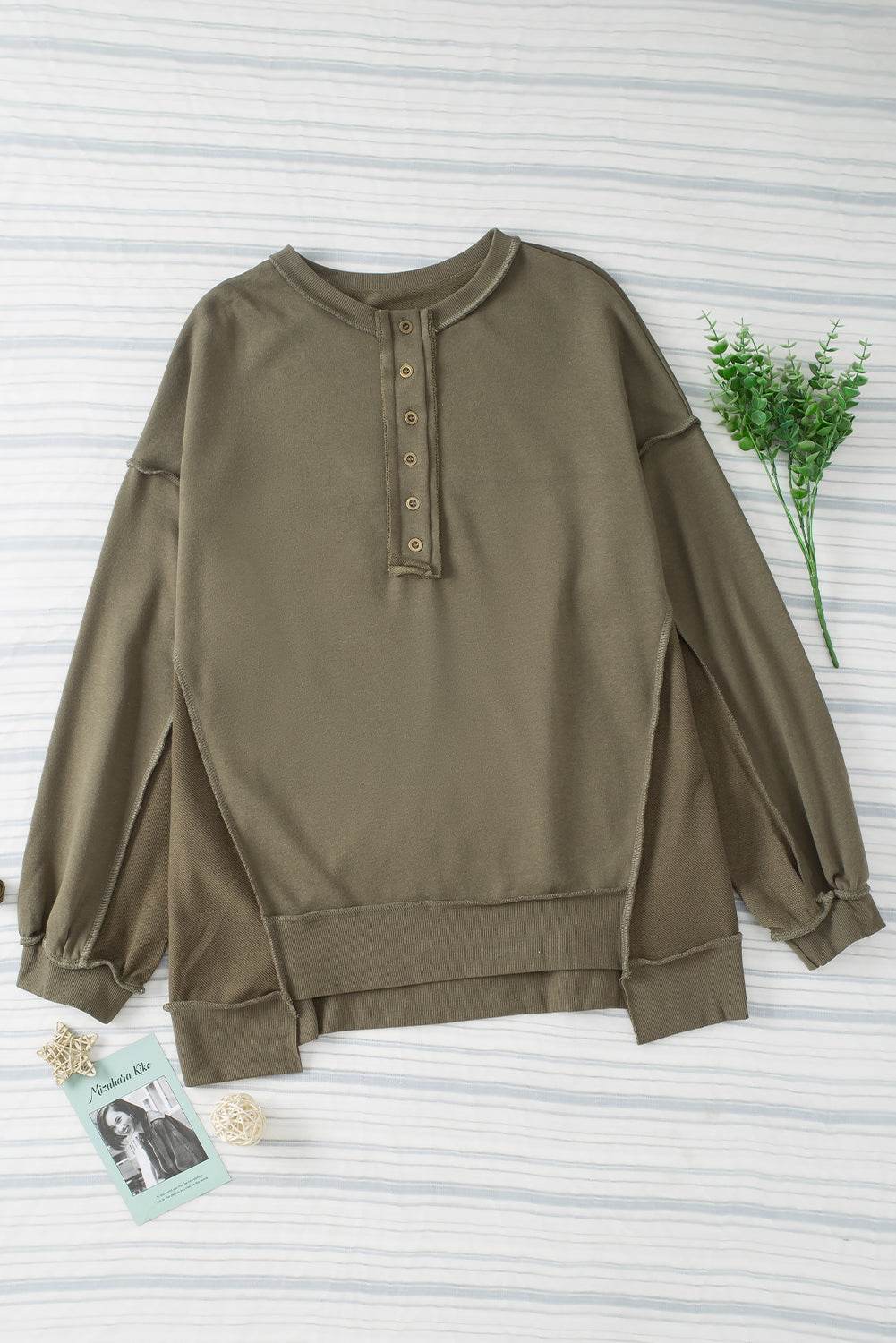 Exposed Seam Long Sleeve Sweatshirt - Amexza