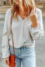 Lace Detail Drop Sleeve Ribbed Top for a perfect OOTD – dress to impress outfits from Amexza