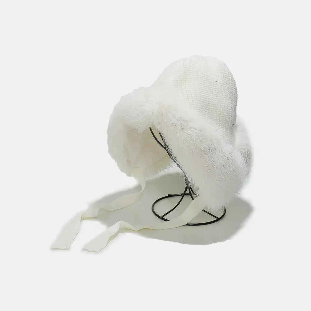 Thermal Tied Fuzzy Winter Hat Ivory One Size for a perfect OOTD – dress to impress outfits from Amexza