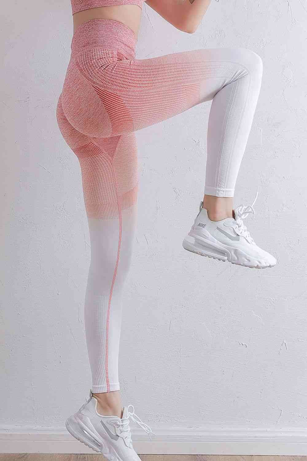 Gradient High Waist Sports Leggings White Pink for a perfect OOTD – dress to impress outfits from Amexza