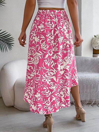 High-Low Printed High Waist Skirt Fuchsia Pink for a perfect OOTD – dress to impress outfits from Amexza