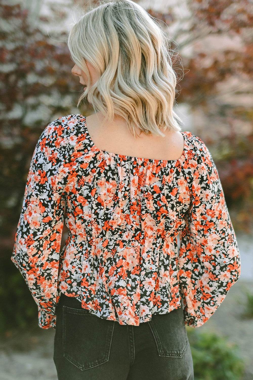 Floral Tied Flounce Sleeve Peplum Blouse for a perfect OOTD – dress to impress outfits from Amexza