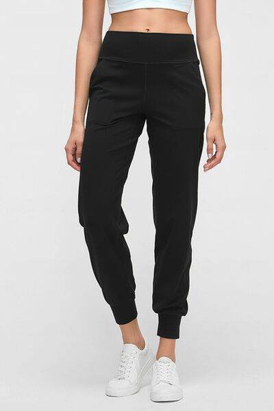 Millennia Wide Waistband Slant Pocket Pants Black for a perfect OOTD – dress to impress outfits from Amexza