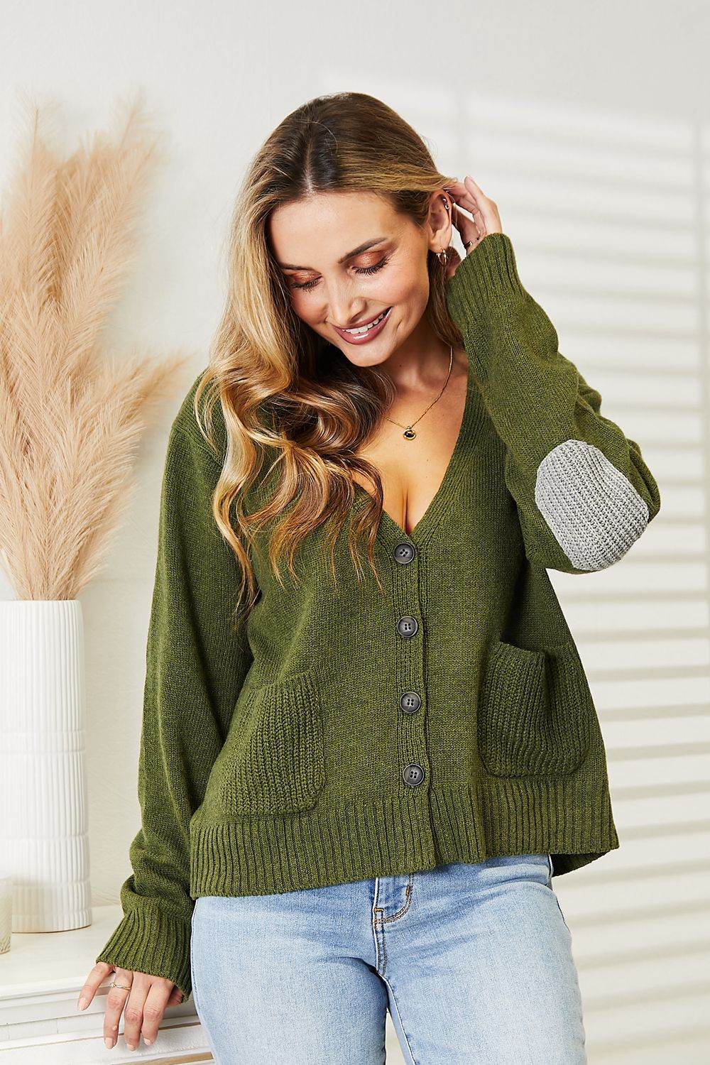 Heimish Full Size Long Sleeve V Neck Button Down Cardigan for a perfect OOTD – dress to impress outfits from Amexza