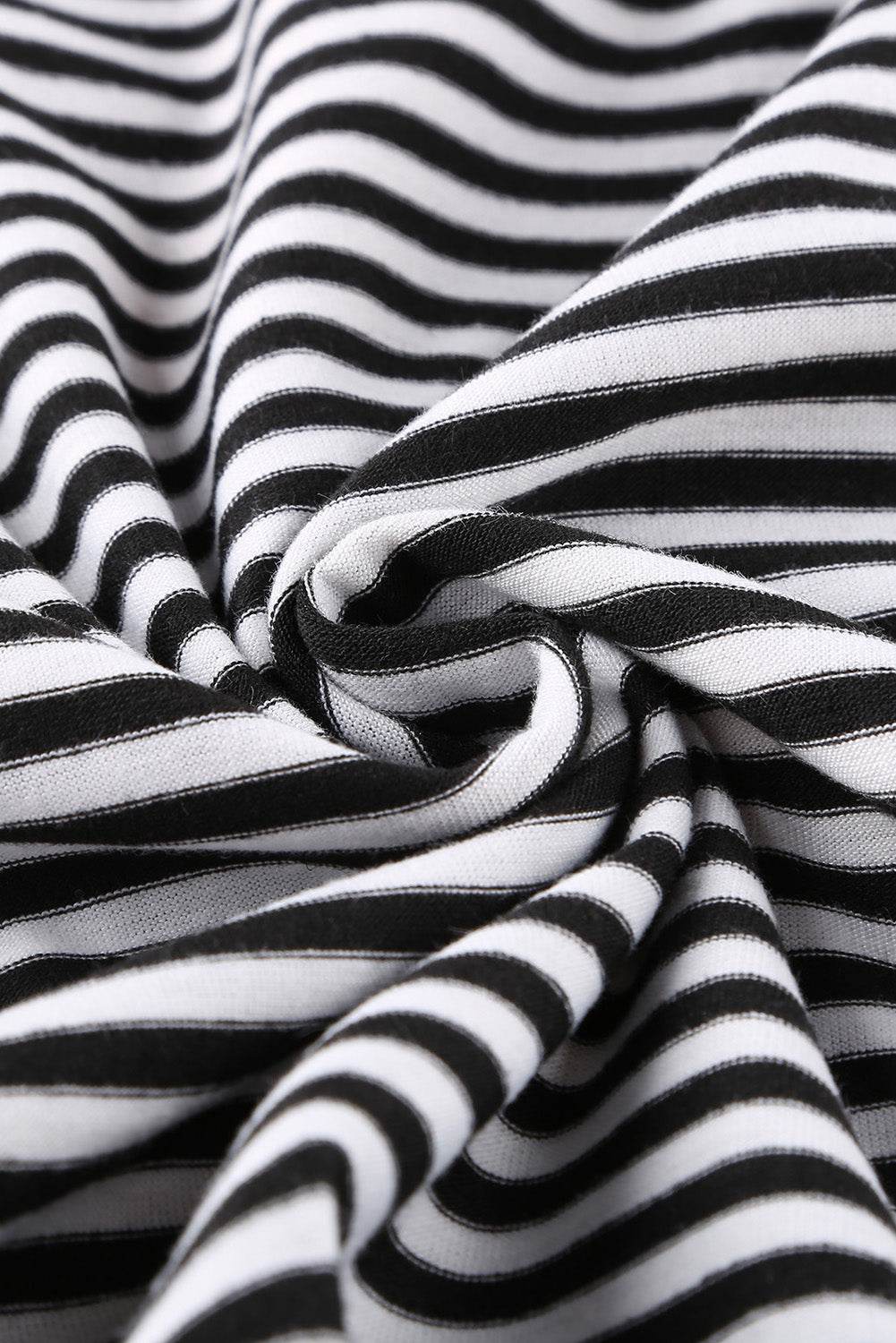 Striped Round Neck Long Sleeve T-Shirt - Amexza