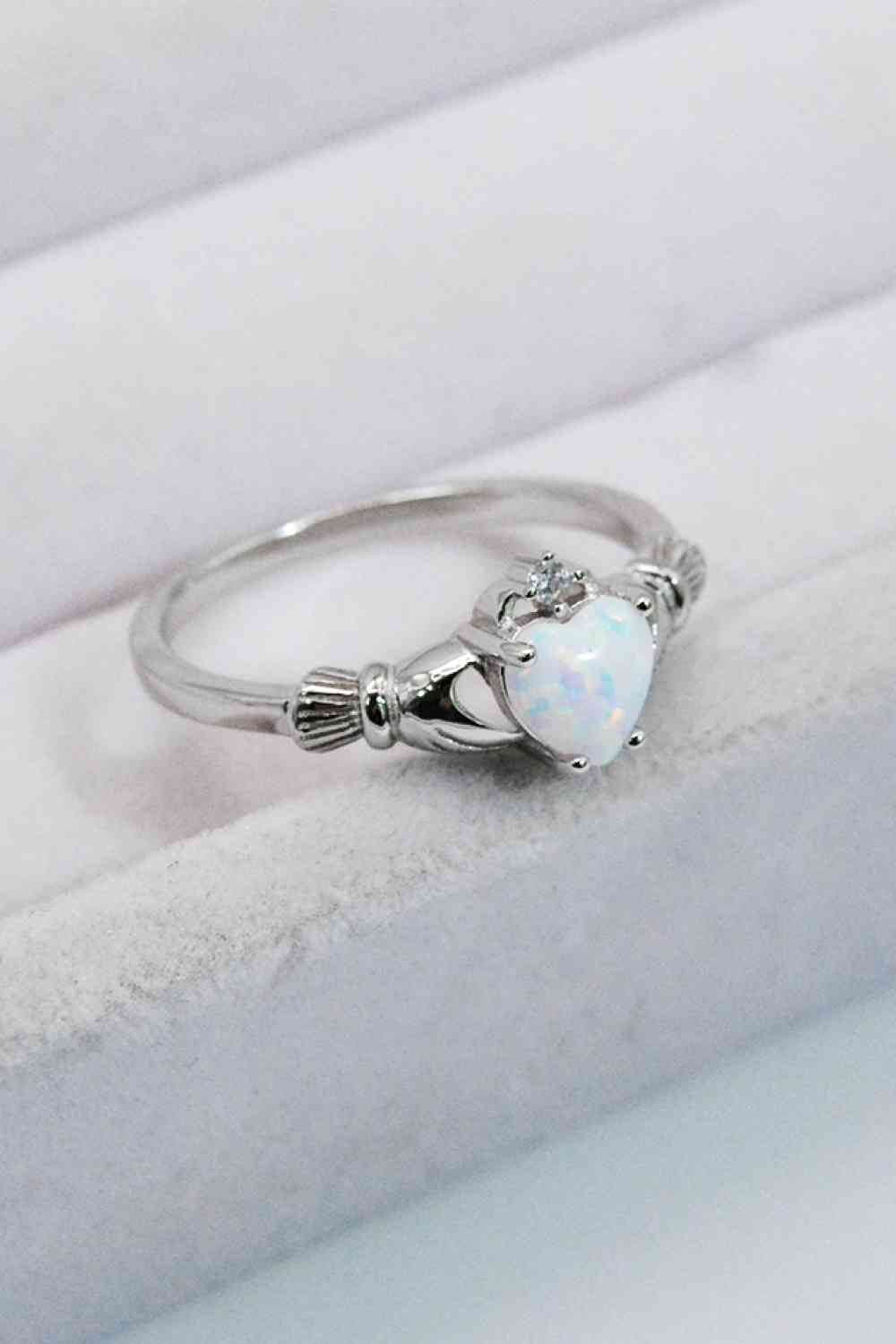 925 Sterling Silver Heart Opal Ring for a perfect OOTD – dress to impress outfits from Amexza