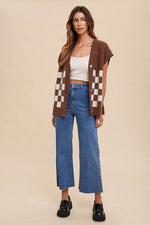 Annie Wear Checkered Button Down Short Sleeve Cardigan for a perfect OOTD – dress to impress outfits from Amexza