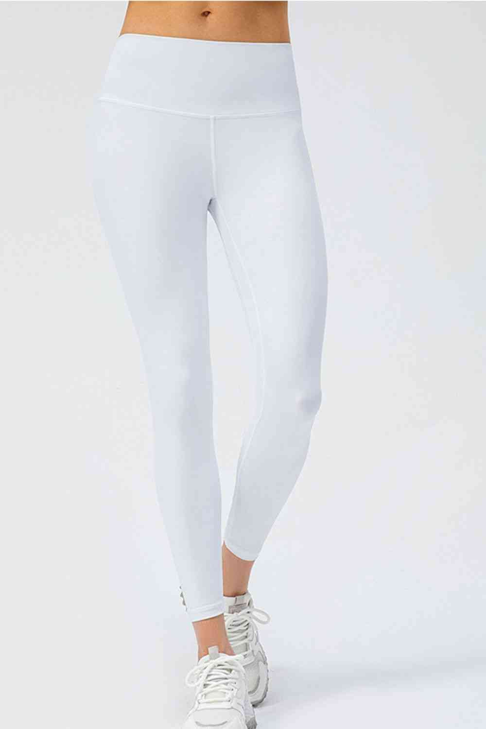 Wide Waistband Slim Fit Active Leggings White for a perfect OOTD – dress to impress outfits from Amexza