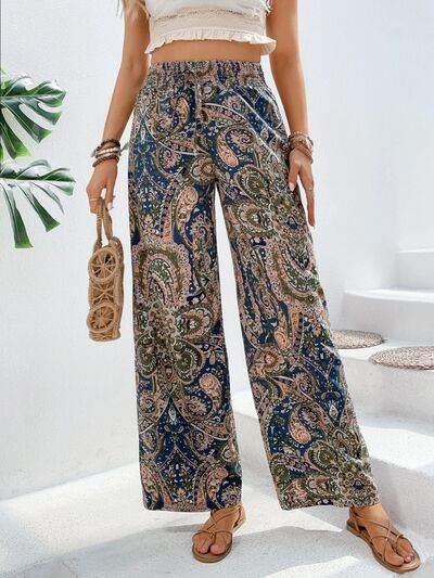 Printed Wide Leg Pants Dark Blue for a perfect OOTD – dress to impress outfits from Amexza