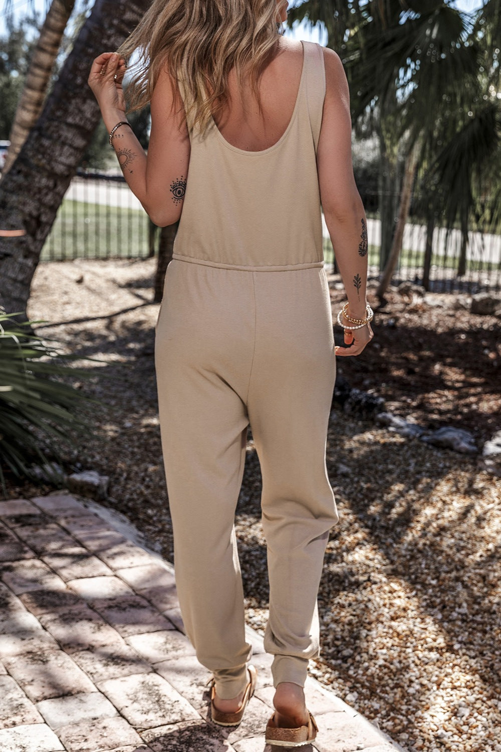 Drawstring Notched Wide Strap Jumpsuit for a perfect OOTD – dress to impress outfits from Amexza