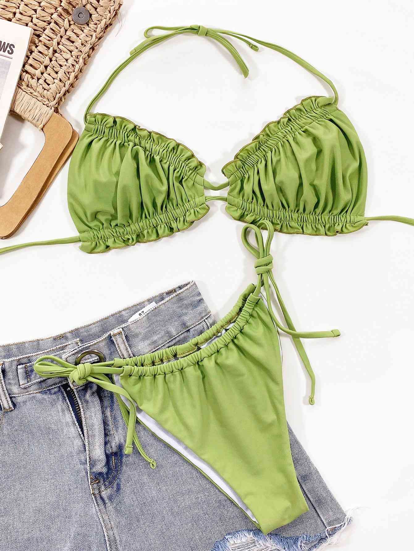 Frill Trill Halter Neck Bikini Set for a perfect OOTD – dress to impress outfits from Amexza