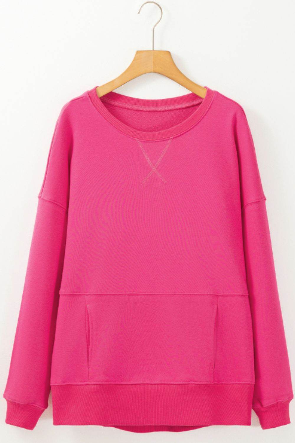 Solid Color Round Neck Long Sleeve Sweatshirt for a perfect OOTD – dress to impress outfits from Amexza