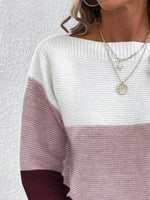 Color Block Boat Neck Sweater for a perfect OOTD – dress to impress outfits from Amexza