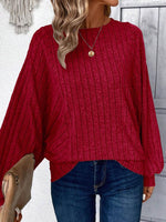 Plus Size Round Neck Batwing Sleeve T-Shirt - Amexza