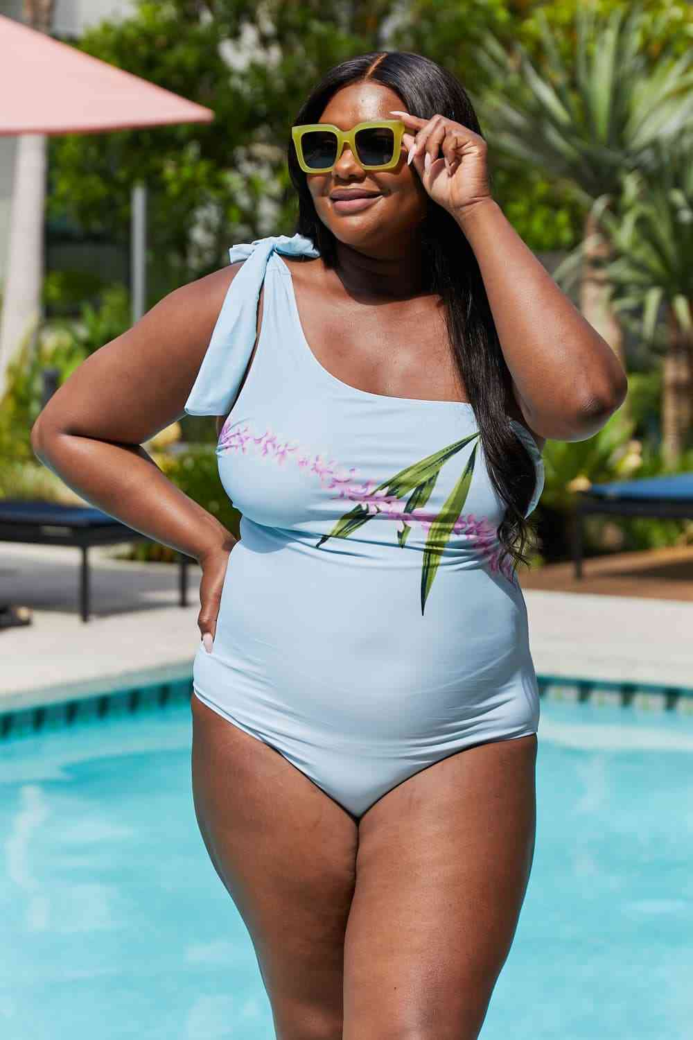 Marina West Swim Vacay Mode One Shoulder Swimsuit in Pastel Blue for a perfect OOTD – dress to impress outfits from Amexza