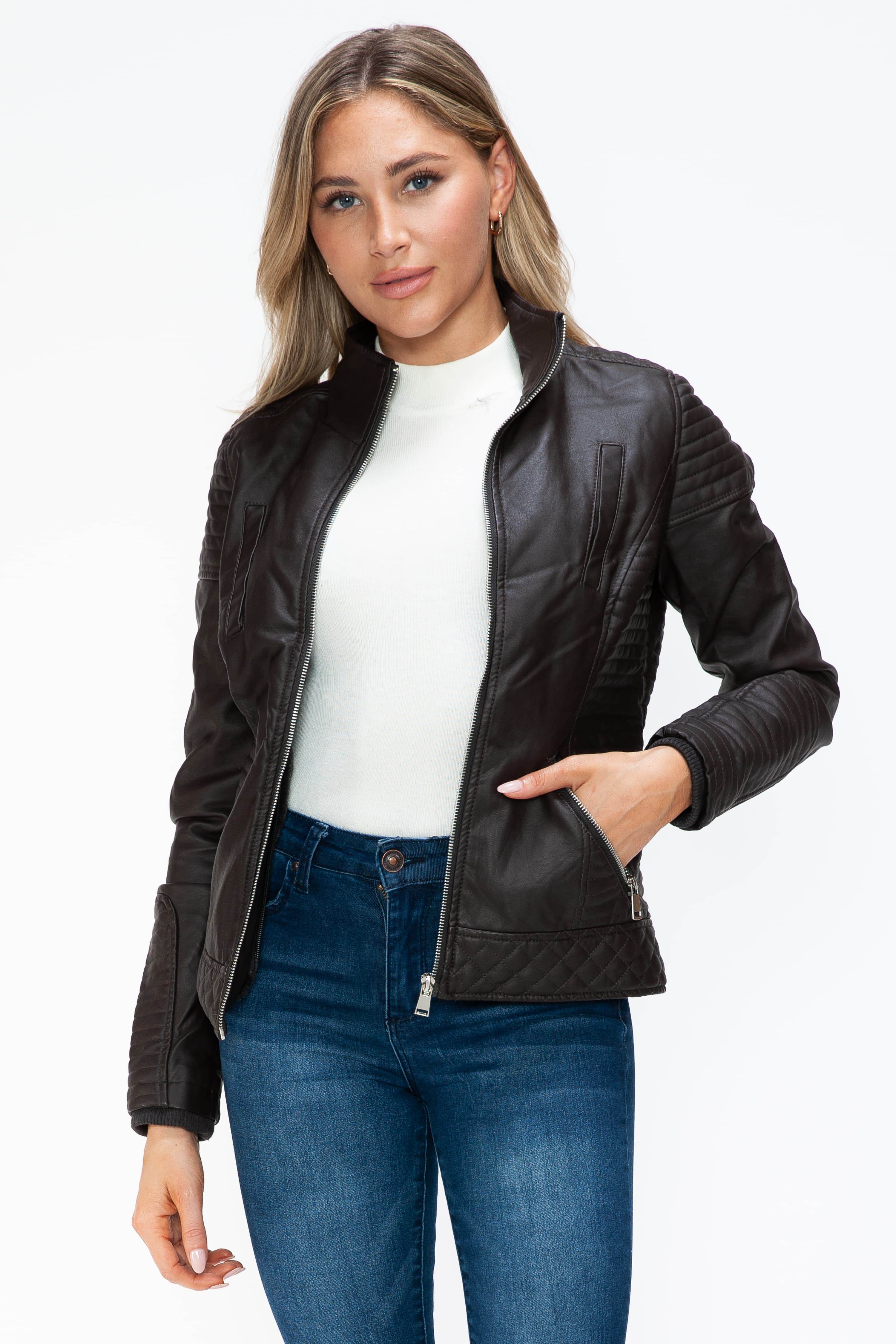 YMI Faux Layered Double-Zipper Jacket with Fuzzy Hood for a perfect OOTD – dress to impress outfits from Amexza