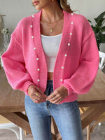 Pearl Open Front Long Sleeve Cardigan for a perfect OOTD – dress to impress outfits from Amexza