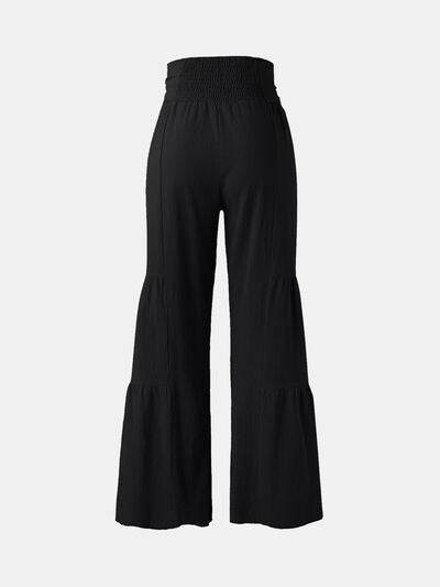 Tied Ruched Wide Leg Pants - Amexza