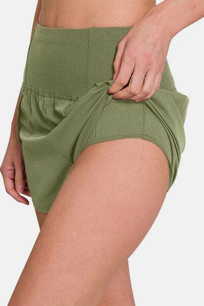 Zenana High-Waisted Zippered Back Pocket Active Shorts for a perfect OOTD – dress to impress outfits from Amexza