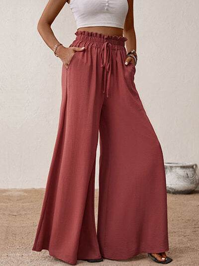 Perfee Frill Tied Wide Leg Pants for a perfect OOTD – dress to impress outfits from Amexza