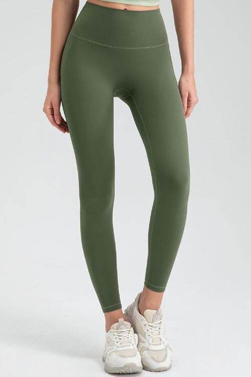 Wide Waistband High Waist Sport Leggings - Amexza