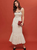 Polka Dot Sweetheart Neckline Maxi Dress